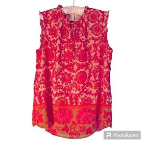 Joie sleeveless floral metallic accent top size is small